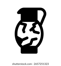 Fragile Pot Icon Vector Symbol Design Illustration