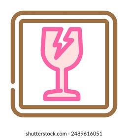 fragile product label warning color icon vector. fragile product label warning sign. isolated symbol illustration