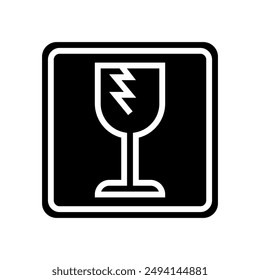 fragile product label warning glyph icon vector. fragile product label warning sign. isolated symbol illustration