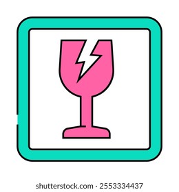 fragile product label warning line icon vector. fragile product label warning sign. isolated symbol illustration