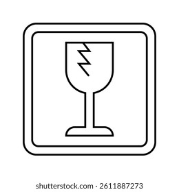 fragile product label warning line icon vector. fragile product label warning sign. isolated contour symbol black illustration