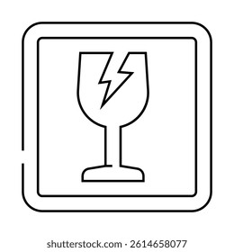fragile product label warning line icon vector. fragile product label warning sign. isolated contour symbol black illustration