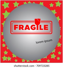 fragile red clean rubber stamp vector illustration, isolated on gray background