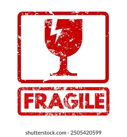 fragile red rubber stamp - vector illustration