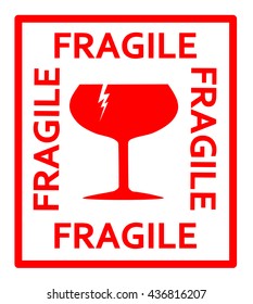 Fragile red sign vector