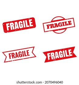 Fragile rubber stamps red colour