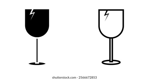 Fragile set icon on white background