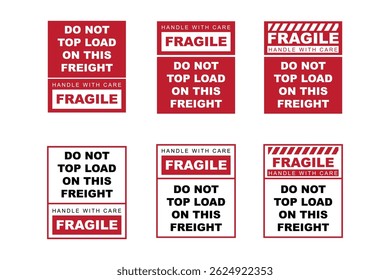 Fragile Shipping Labels with 'Do Not Top Load' Warning