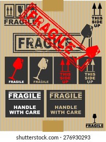 Fragile shipping labels vector illustration