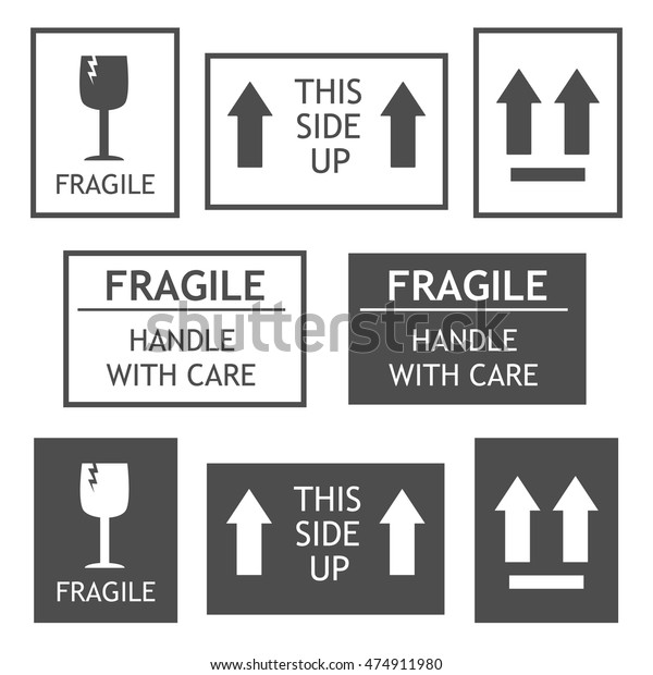 Fragile Shipping Labels Vector Illustration Stock Vector (Royalty Free ...