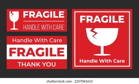Fragile sign cargo label print ready editable vector