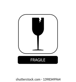 Fragile sign. Flat packaging symbol. Mail box icon isolated on white. Vector illustration