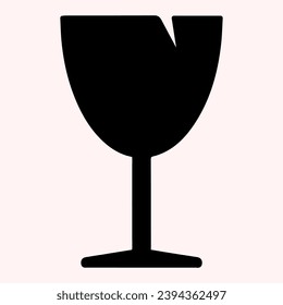 Fragile sign glyph icon. Shipping label, broken glass. Postal service vector design concept, solid style pictogram on white background, use for web and app. Eps 10