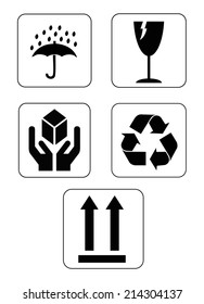 Fragile Sign Icons Set