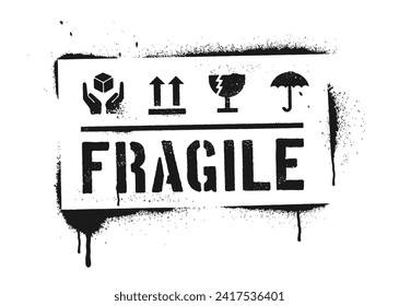 Fragile sign, stencil graffiti style