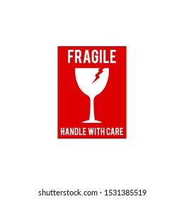 Fragile Sign Vector Sticker Design Template