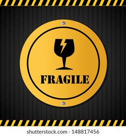 fragile signal over black background vector illustration 