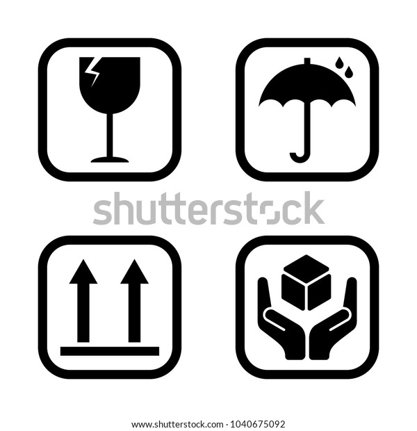 Fragile Zeichen Symbole Set Vektorgrafik: Stock-Vektorgrafik ...