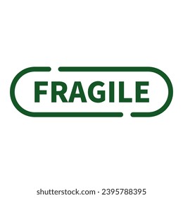Fragile Stamp In Green Rounded Rectangle Line Shape For Information Sign Tag
