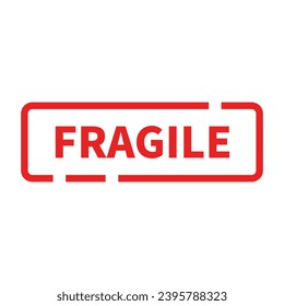 Fragile Stamp In Red Rectangle Line Shape For Information Sign Tag
