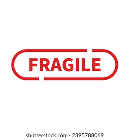 Fragile Stamp In Red Rounded Rectangle Line Shape For Information Sign Tag
