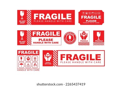 Fragile stamp sticker cargo label vector design 