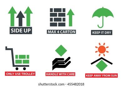 Fragile Sticker With Icon Set For Packaging Symbols Design Template Elements