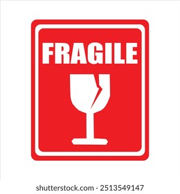 Adesivo frágil, rótulo frágil, ícone frágil, alça frágil do adesivo com vetor de cuidado.