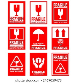 Fragile sticker and label  set vector