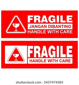 Fragile sticker and label vector