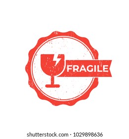 fragile sticker, vector badge