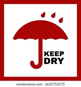 Fragile Stiker Keep Dry, Red Sticker for Package Box Delivery Warning. ( Original illustration, not AI generated )