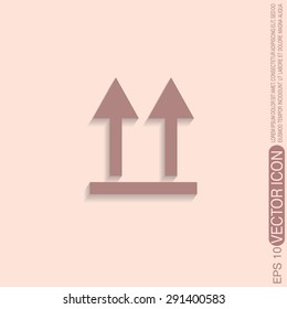 Fragile symbol, arrow up. logistic icon. 