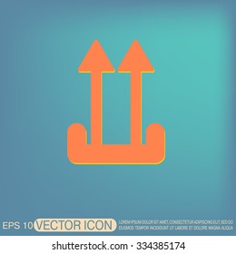 Fragile symbol, arrow up. logistic icon. 