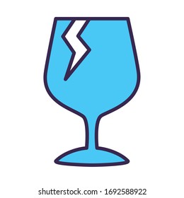 fragile symbol line and fill style vector illustration design