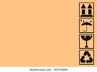 Fragile symbol on cardboard background