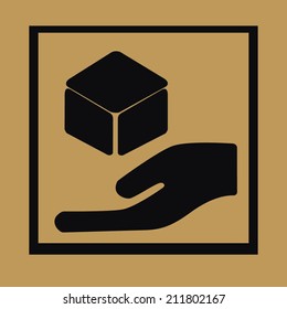 Fragile symbol on cardboard background, handle with care