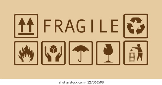 fragile symbol on cardboard - illustration