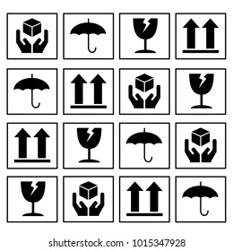 Fragile symbol on cardboard vector