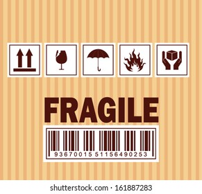  fragile symbol on cardboard - Vector 
