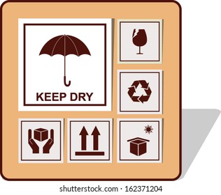  fragile symbol on cardboard - Vector 