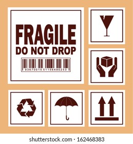  fragile symbol on cardboard - Vector 