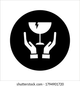 fragile symbol for package signs. Fragile label symbol, broken glass vector on white background
