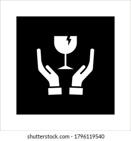 fragile symbol for package signs. Fragile label symbol, broken glass vector on white background