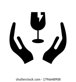 fragile symbol for package signs. Fragile label symbol, broken glass vector