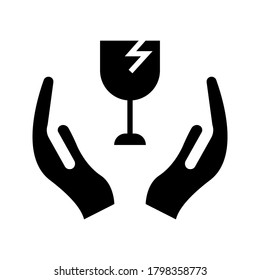 fragile symbol for package signs. Fragile label symbol, broken glass vector