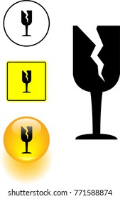 fragile symbol sign and button