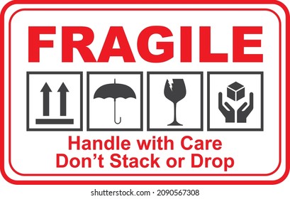 Fragile Symbol Sign Labels isolate on white background