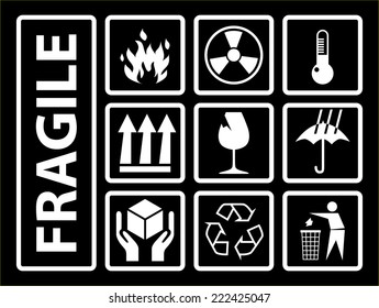 Fragile symbols, using on cardboards box