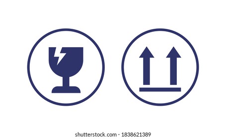 fragile symbols, vector icons on white